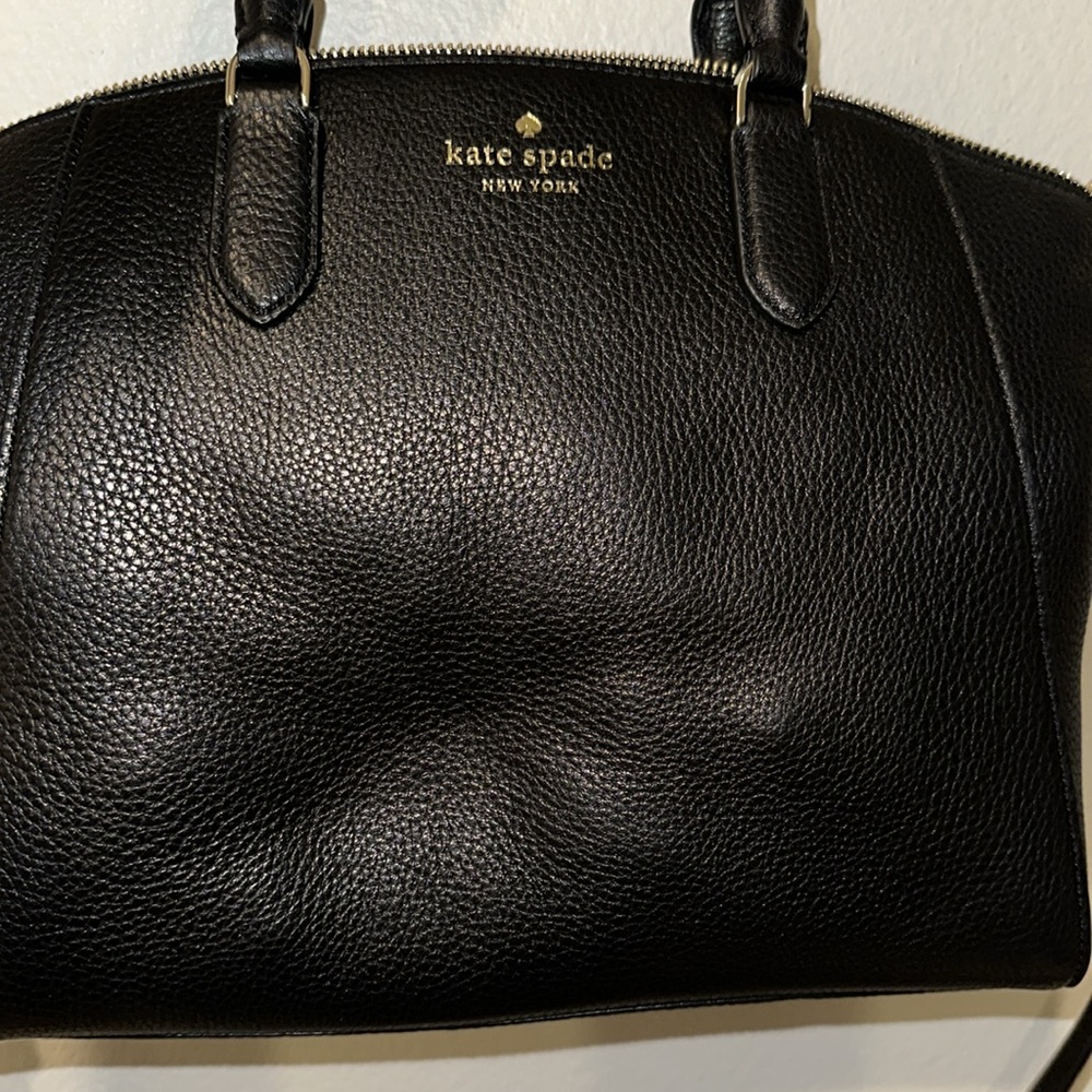 Kate Spade *Parker* black leather medium satchel classic crossbody bag K8214 - Picture 6 of 8